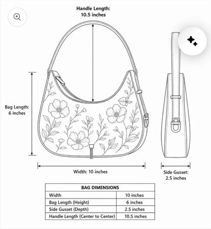 Floral Rexgine Hobo Bag Adjustable Handle